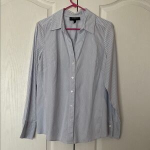Lane Bryant Light Blue and White Striped Shirt